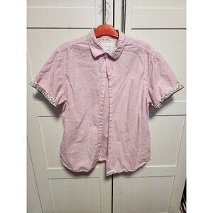Denim & Flower Shirt Mens Large Basic Casual Button-Down Short-Sleeve Top Pink